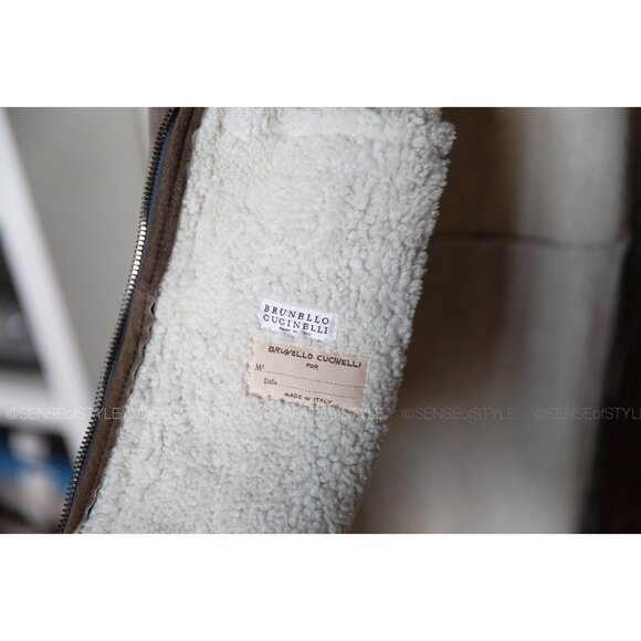 Brunello Cucinelli Women Leather Fur Coat Hooded Monili Jacket size 40 S - Picture 8 of 12